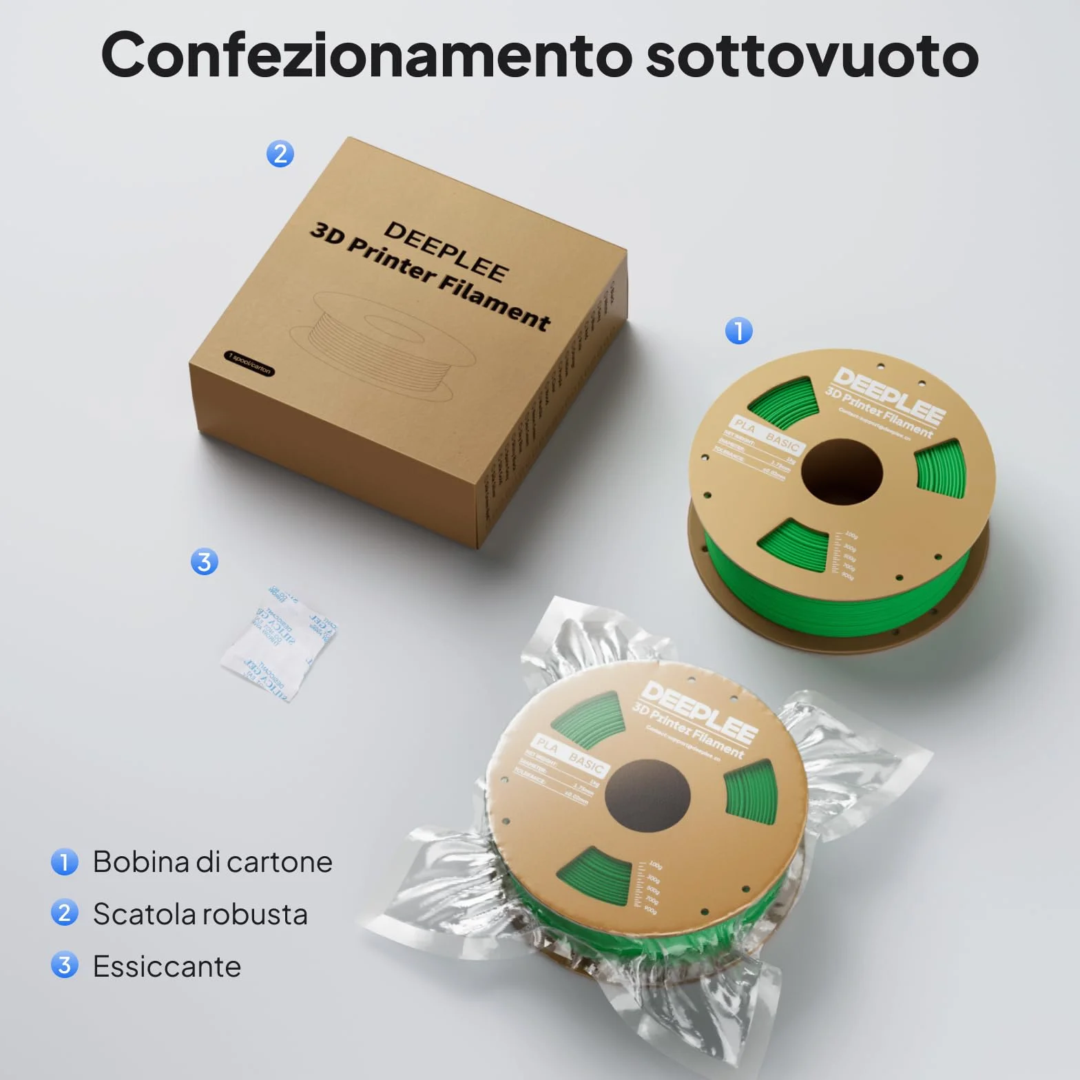DEEPLEE Filamento PLA Basic 1.75 mm 1 kg Beige Precisione ±0.02 mm per Stampanti FDM