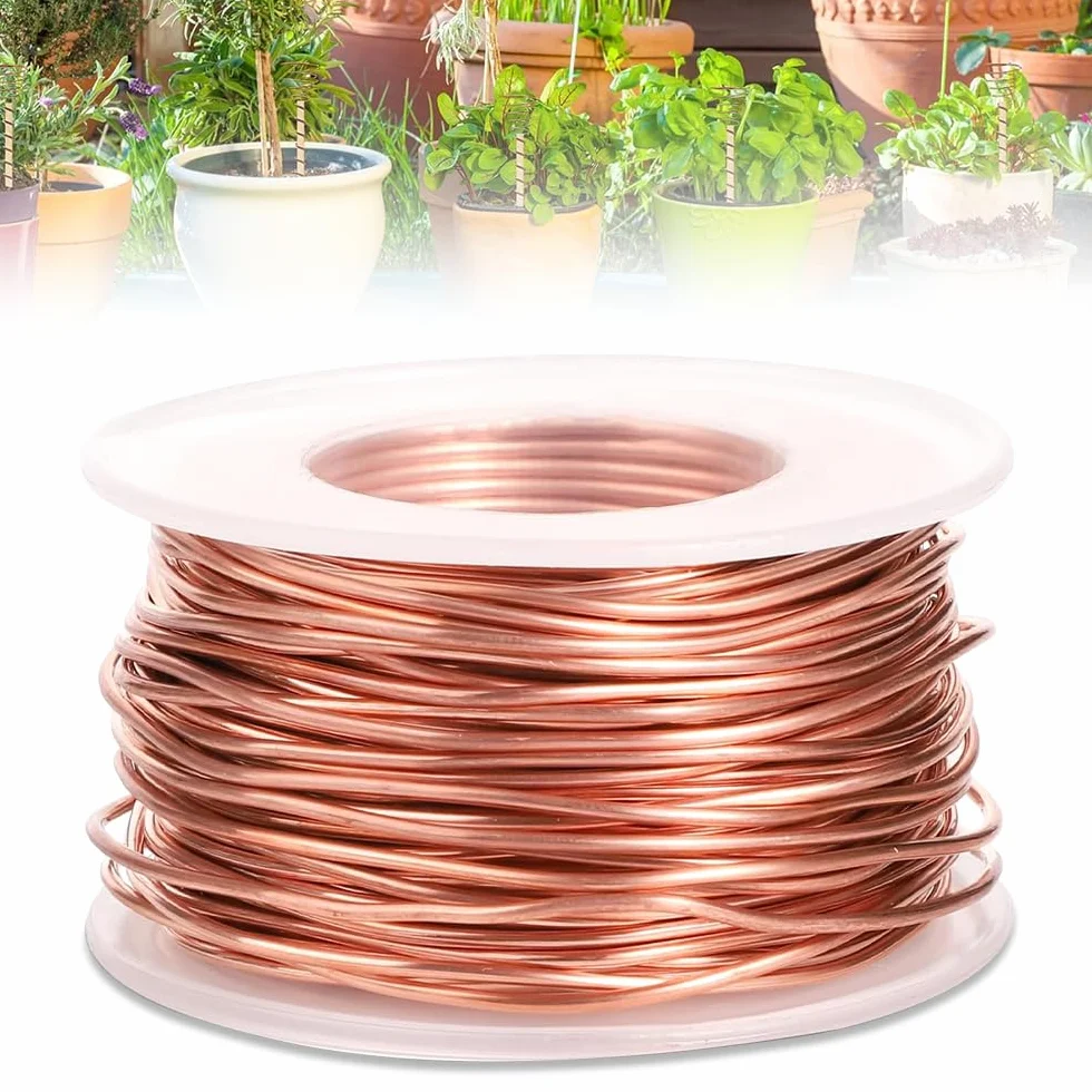20m Electroculture Giardinaggio Filo di Rame, 99,9% Filo Rame Puro Calibro 16 Filo/1,3 mm di Rame Elettrocoltura Nudo per Giardino, Coltivazione di Piante e Ortaggi