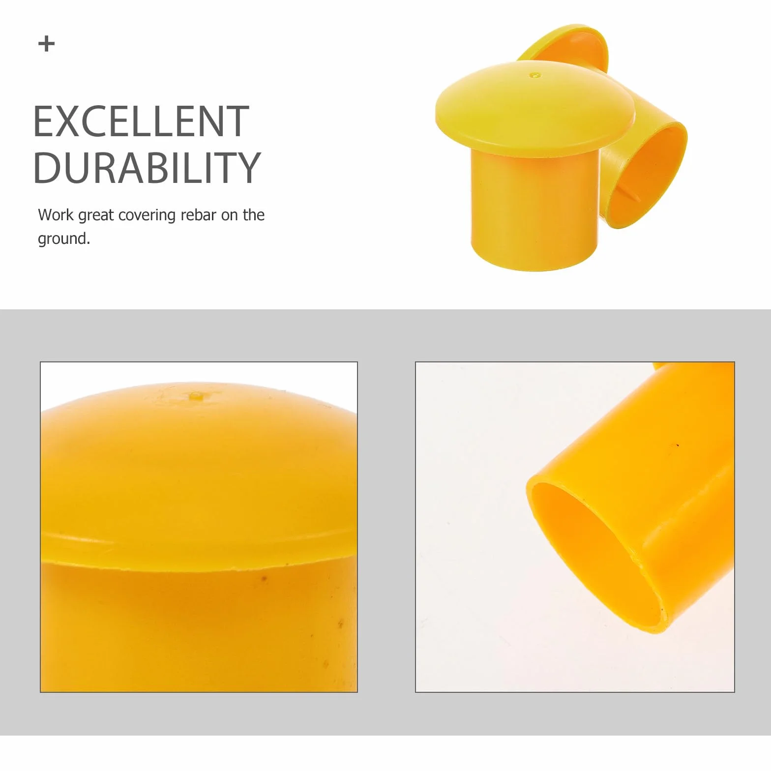 Abaodam 50 Pezzi Tappi di Sicurezza per Armature in Pp Giallo, Cappucci Protettivi a Forma di Fungo per Barre D'acciaio 25-32mm Resistenza alla Compressione per Edilizia