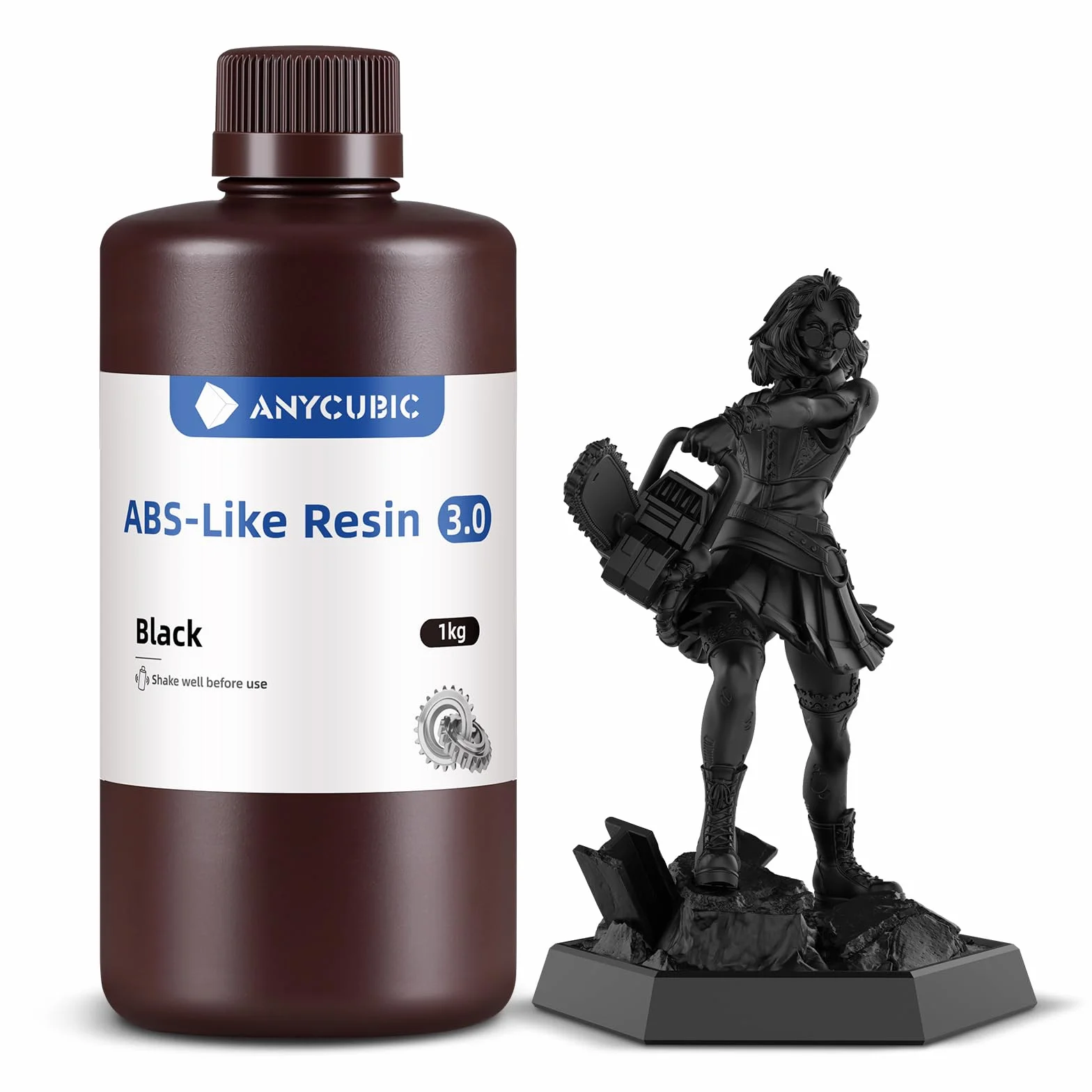 ANYCUBIC ABS-Like Resin 3.0, Resina per Stampanti 3D con Eccellente Durezza e Tenacità, Alta Precisione per Stampanti 3D a Resina, Nero 1000g