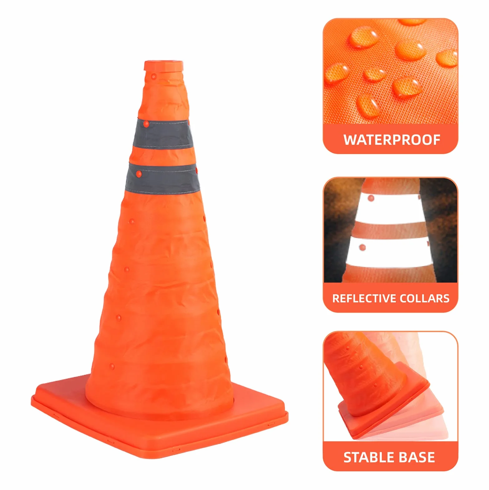 2 Pack 18 pollici Pieghevole Arancione Coni di Sicurezza/Arancione Traffico Coni/Multi Purpose Pop up Riflettente Cono di Sicurezza, Coni di Guida per la Formazione, Coni di Parcheggio