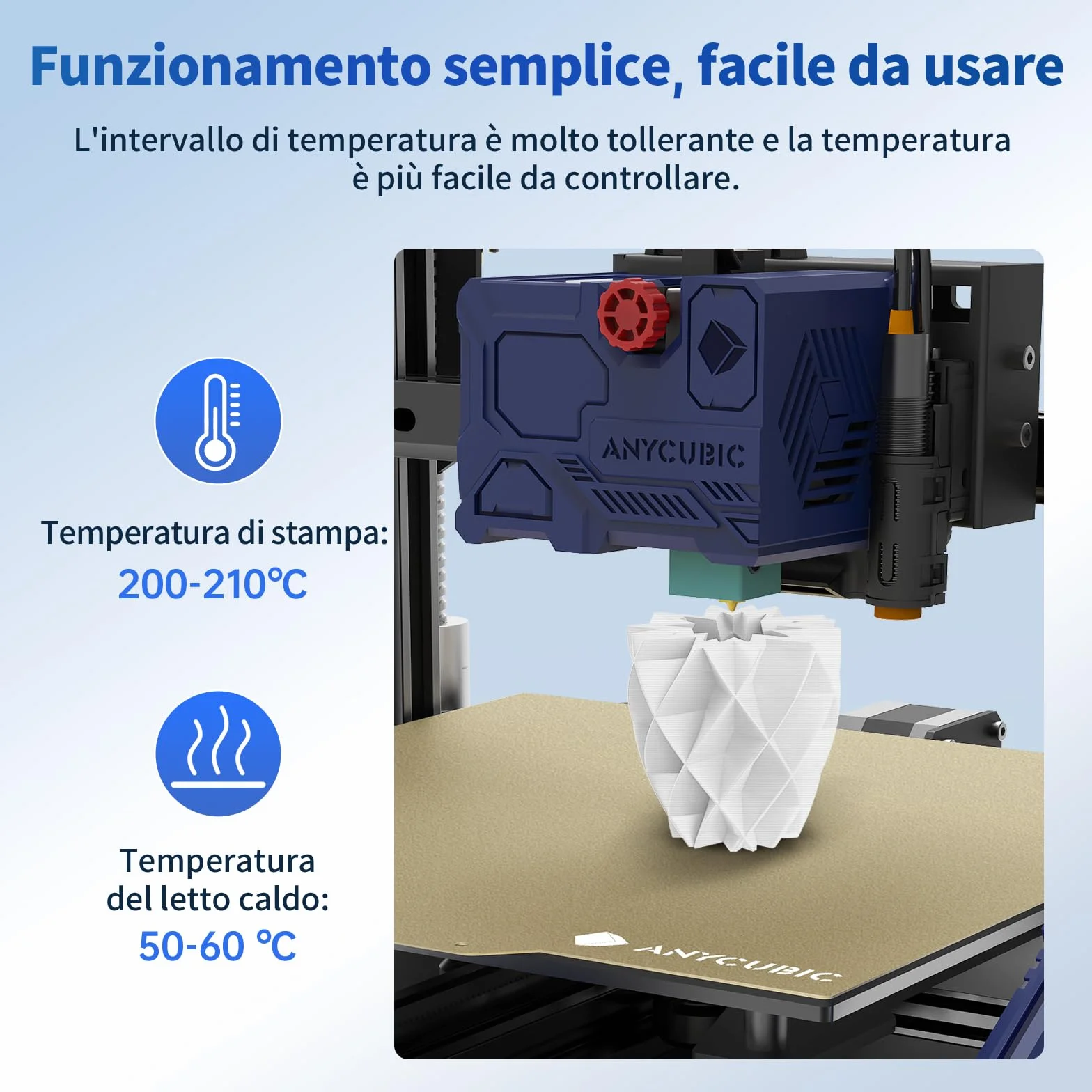 ANYCUBIC PLA Filamento per Stampante 3D 1,75 mm Precisione Dimensionale +/- 0,02 mm Bianco Brillante 1KG