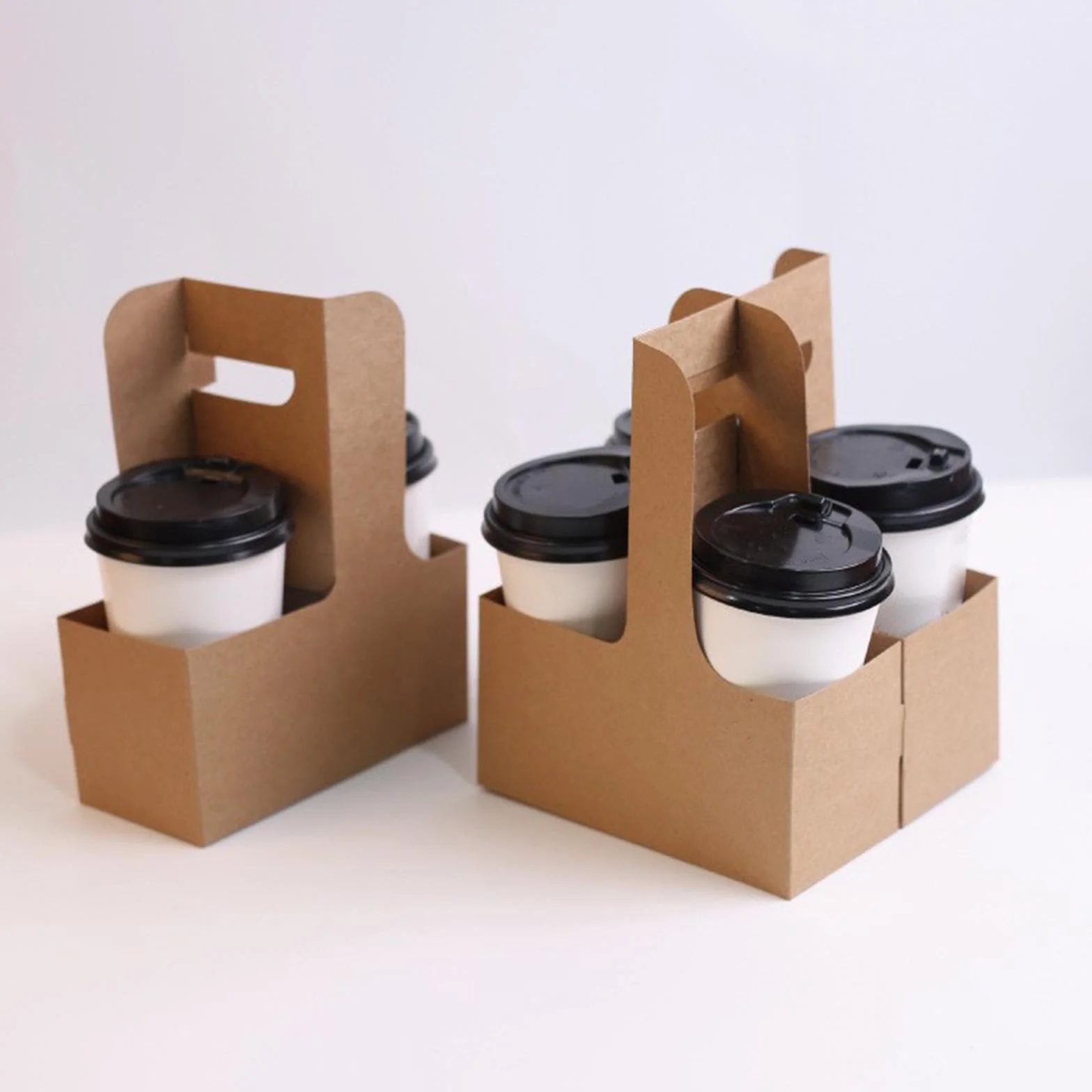 Portabevande 10 pezzi marrone con manico per portabicchieri da caffè