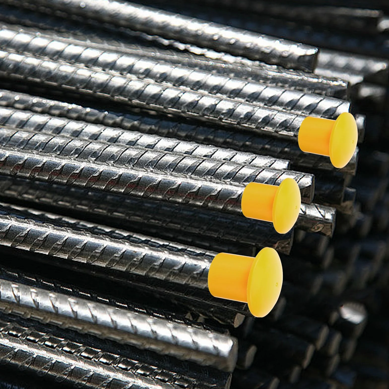 Abaodam 50 Pezzi Tappi di Sicurezza per Armature in Pp Giallo, Cappucci Protettivi a Forma di Fungo per Barre D'acciaio 25-32mm Resistenza alla Compressione per Edilizia