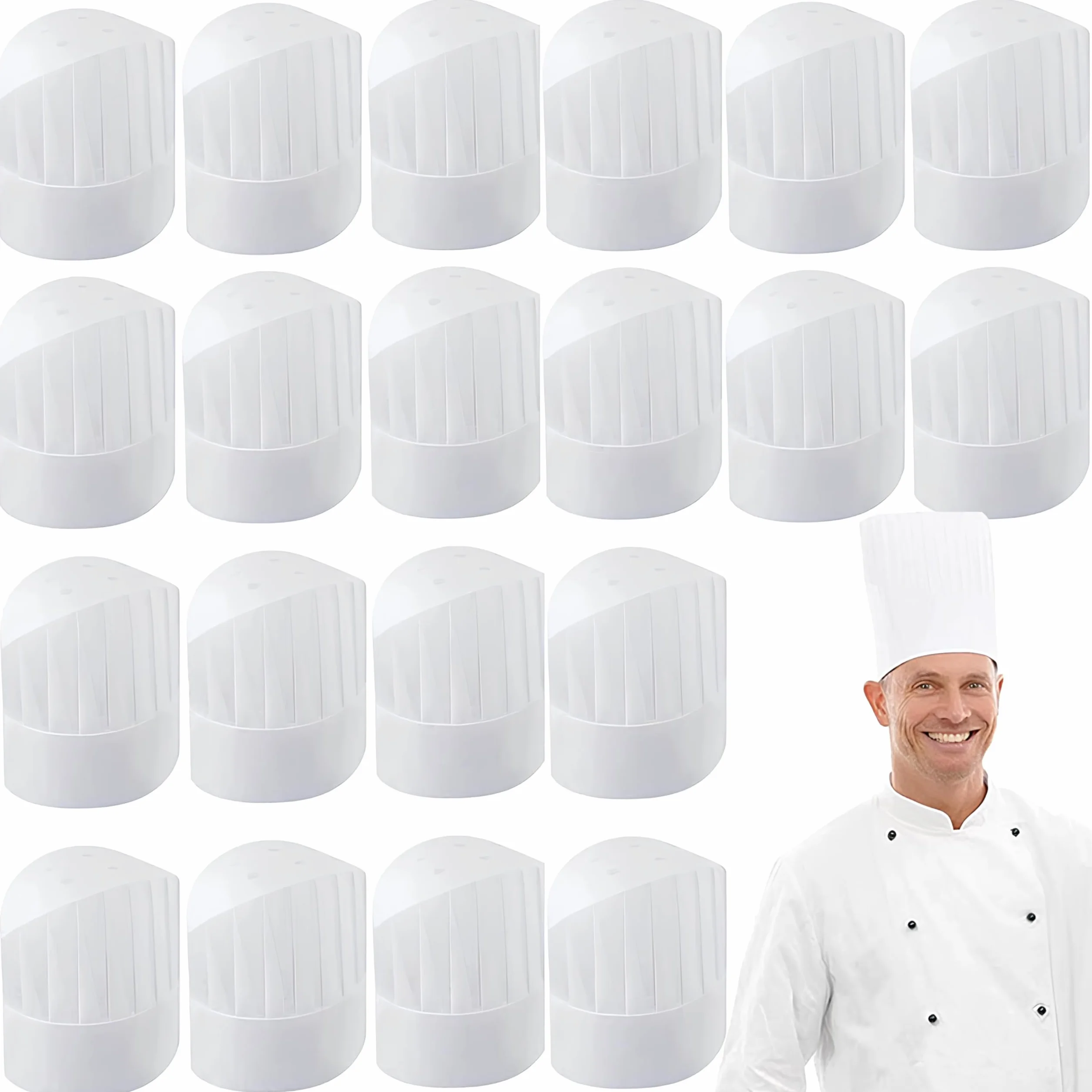 Cappello Cuoco Usa e Getta 11 Pollici Non Tessuto Bianco 20 Pezzi