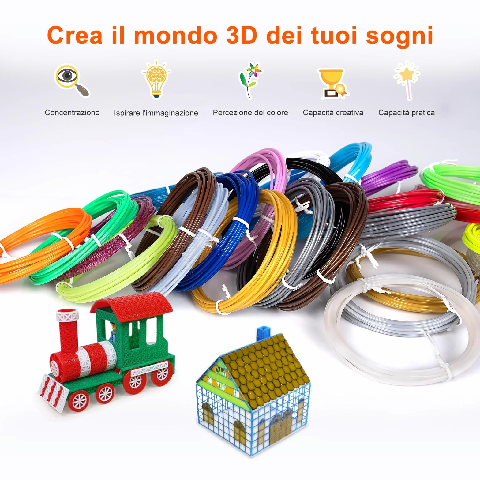 Kretrum 40 colori 3D penna filamento PLA 1,75 mm compatibile MYNT3D SCRIB3D 394 piedi