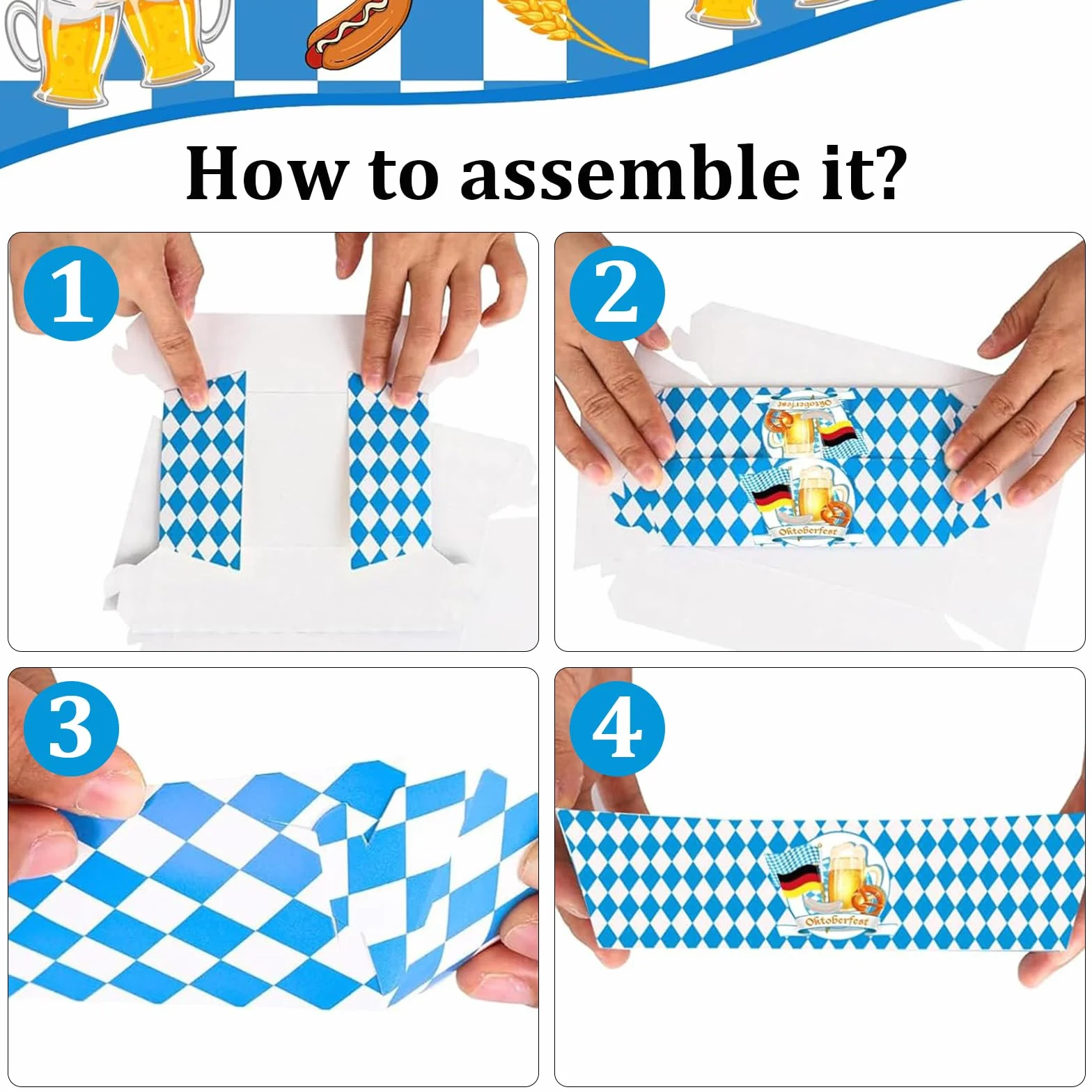 Vassoi in Carta per Alimenti 20 Pezzi 16,5x10cm Impermeabile Festa Oktoberfest