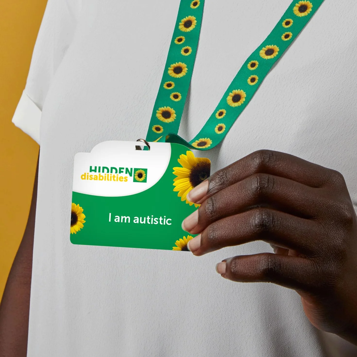 Generic - Scheda di sensibilizzazione sull'autismo con cordino a girasole per disabilità nascoste, carta nascosta per disabilità