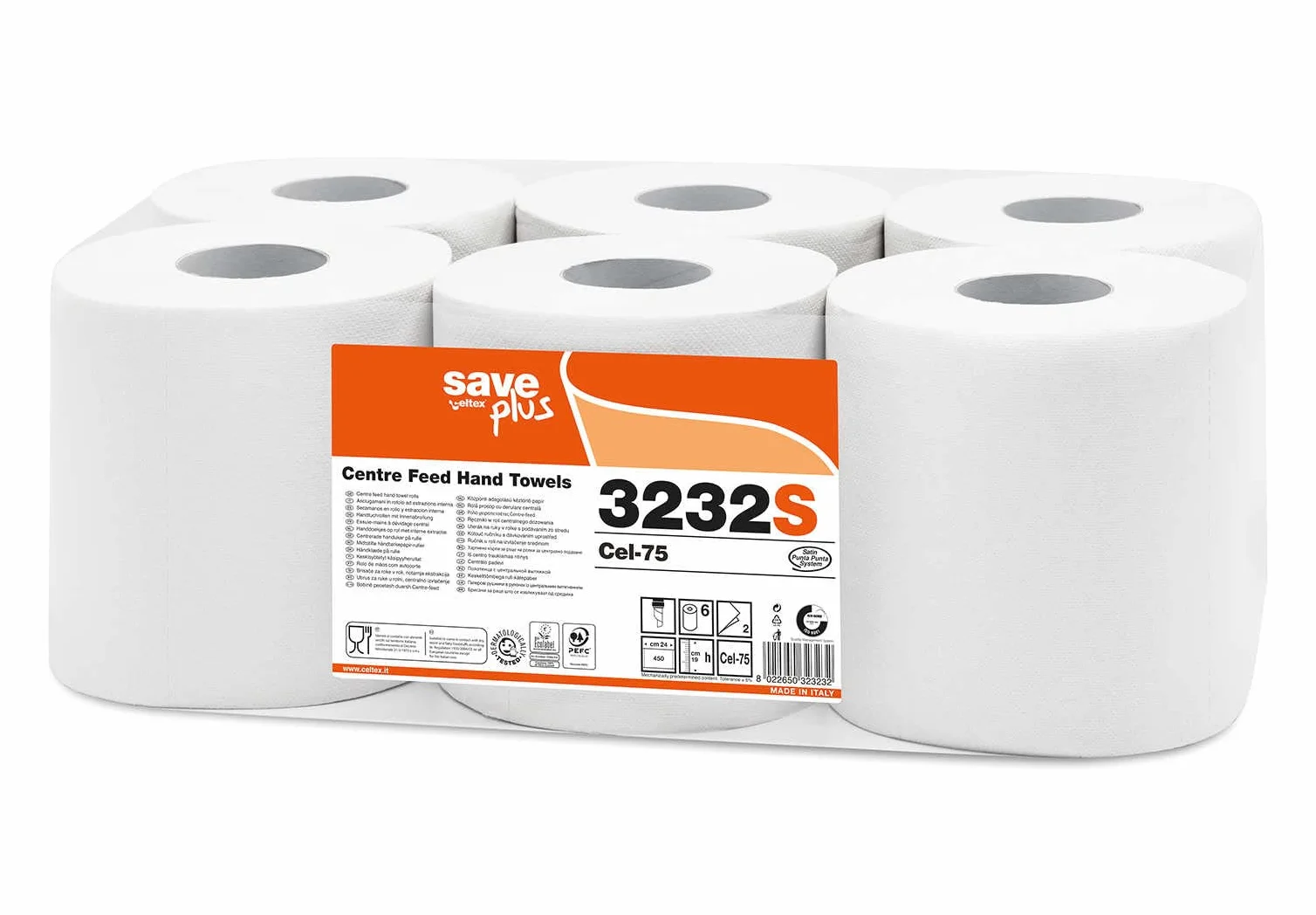 Bobina a deviazione centrale 20x24 cm 2 veli 108 m 450 formati confezione da 6