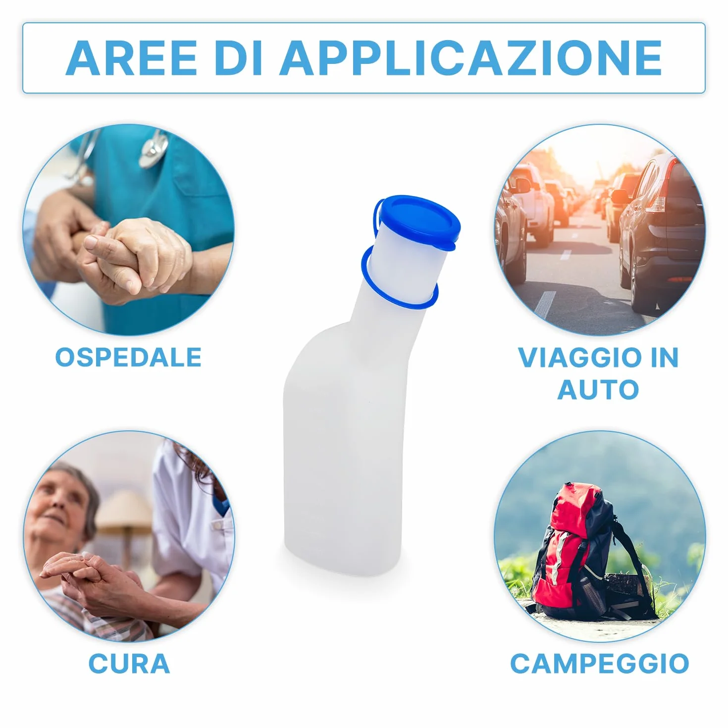 Bottiglia per urina ARNOMED 1000ml uomo PP a prova di perdite con supporto e spazzola