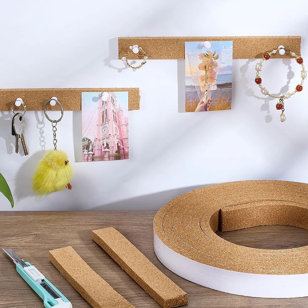 PH PandaHall Strisce di Sughero Adesive 8m 25mm Rotolo per Bacheche Ufficio Scuola Casa