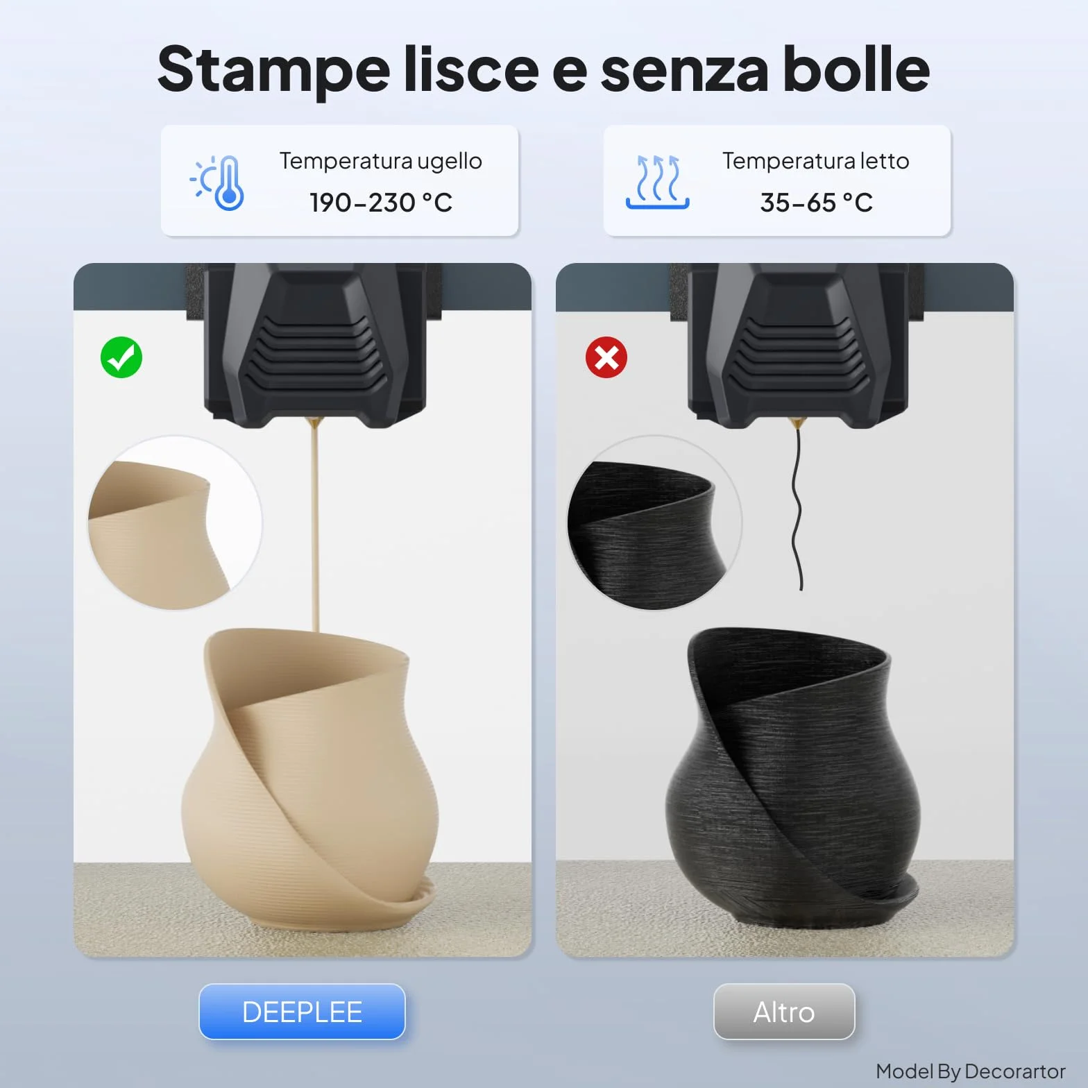 DEEPLEE Filamento PLA Basic 1.75 mm 1 kg Beige Precisione ±0.02 mm per Stampanti FDM