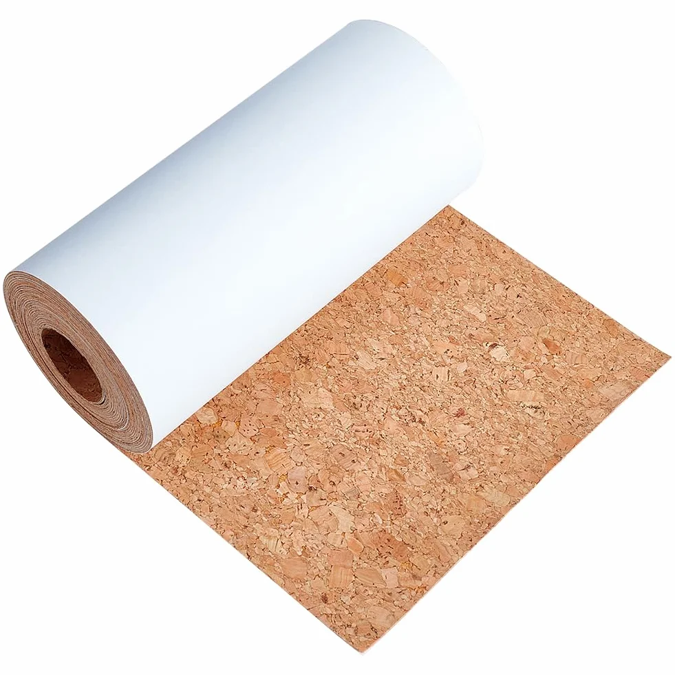 BENECREAT Rotolo di sughero adesivo 5 m, fogli in sughero naturale flessibile 150 mm, spessore 0,5 mm per scaffali e cassetti