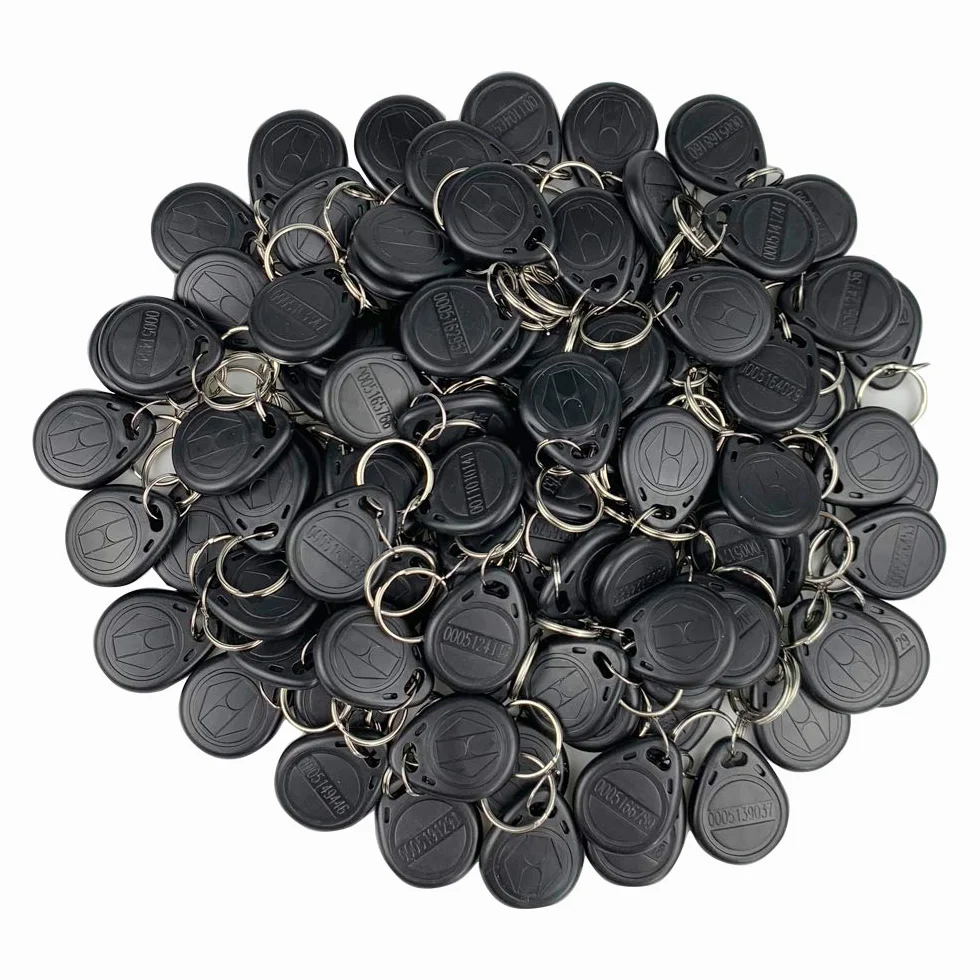 FST 100pcs EM 125KHz EM4100 Portachiavi Schede Controllo Accessi RFID Prossimità Portachiavi TK4100 Key Card Smart ID Sola Lettura (Black)
