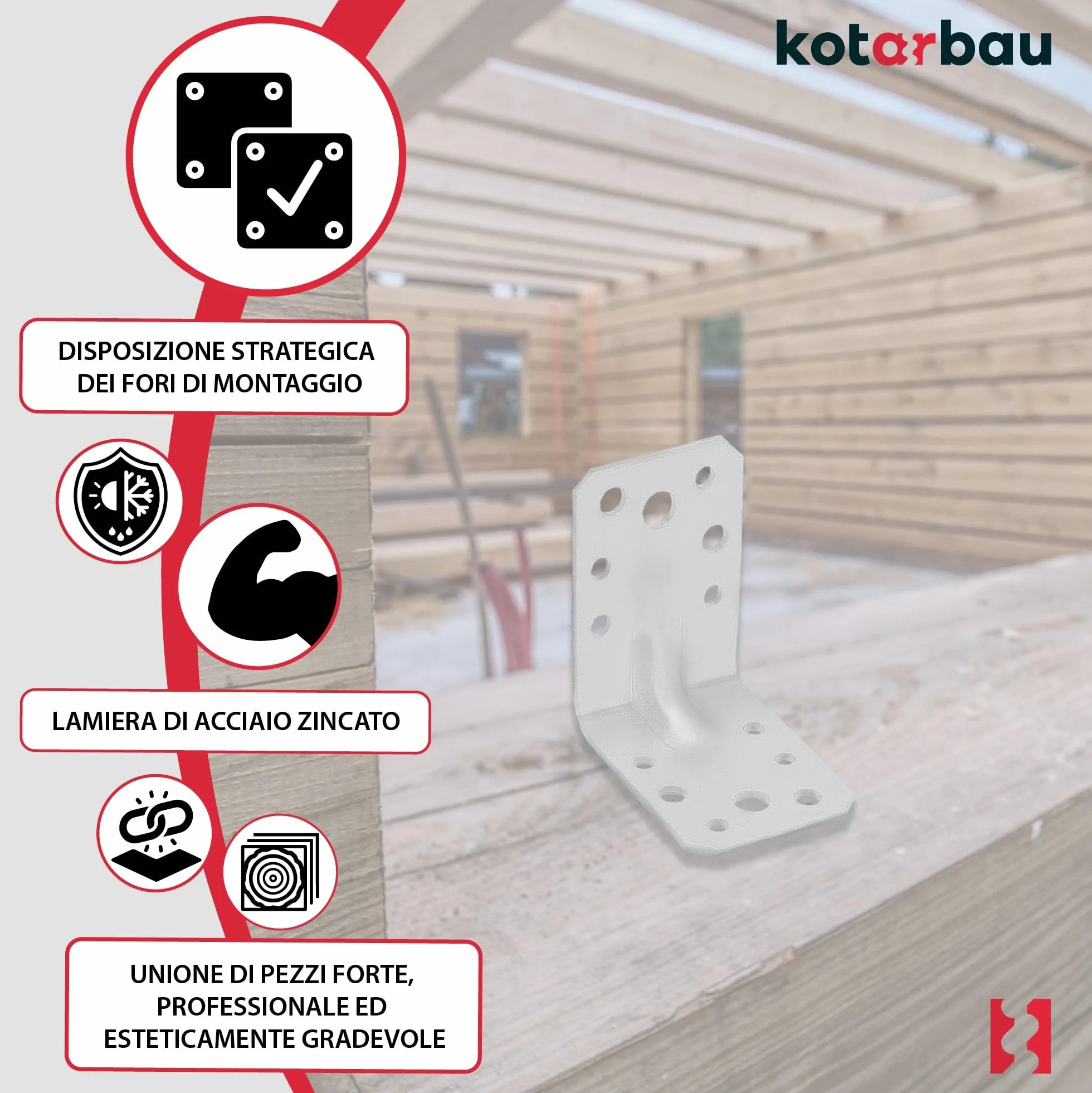KOTARBAU 25 Pezzi Staffa Angolare Acciaio Zincato 60x60x45 mm Argento Squadretta Angolare 90 Gradi