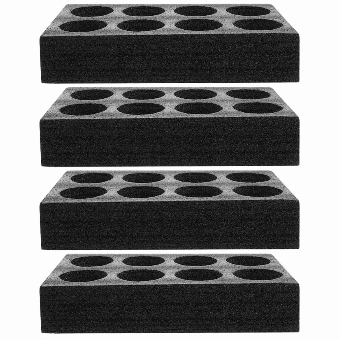 Portabicchieri da Asporto 4 Pezzi in Schiuma di Cotone Perlato Nero Design a 8 Fori