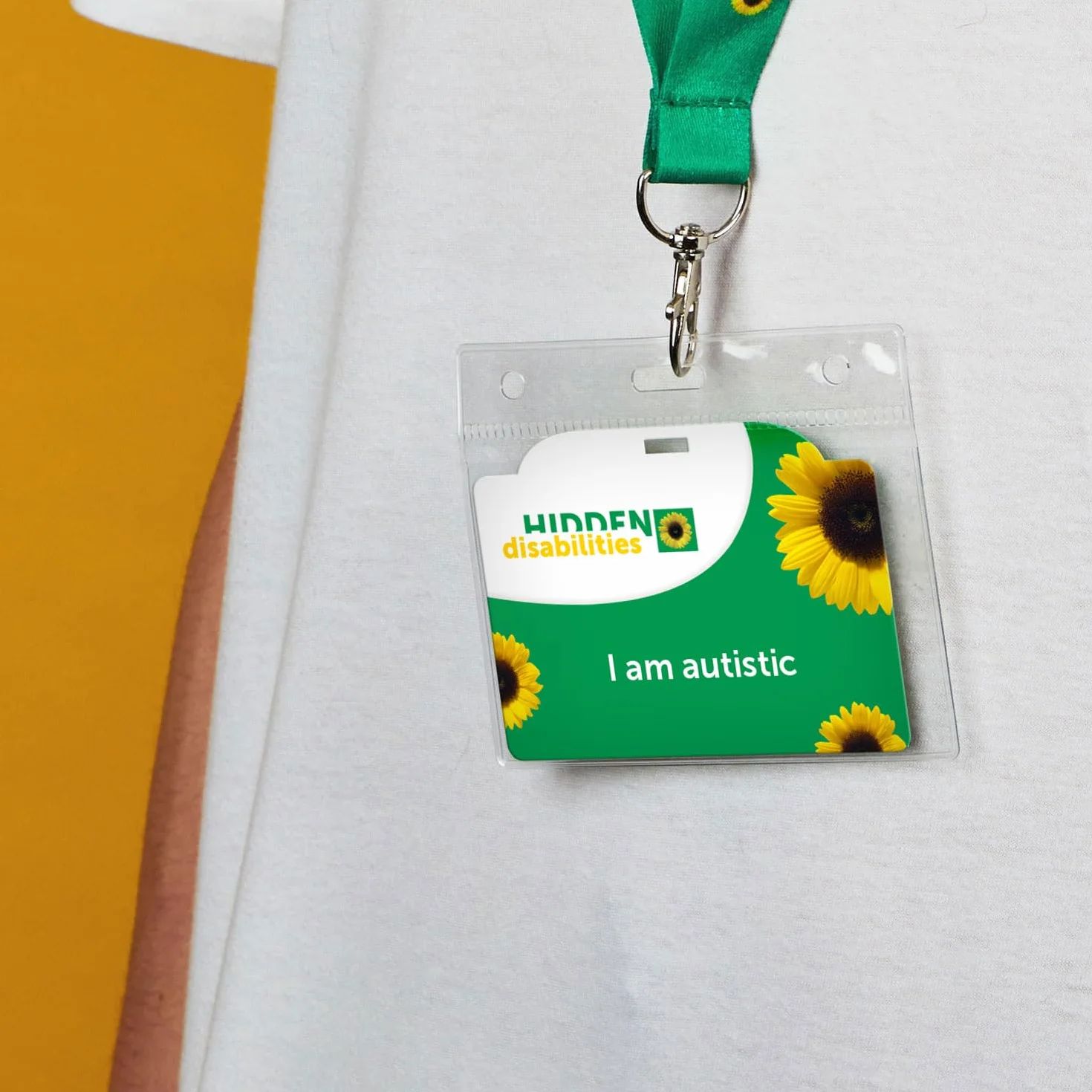 Generic - Scheda di sensibilizzazione sull'autismo con cordino a girasole per disabilità nascoste, carta nascosta per disabilità
